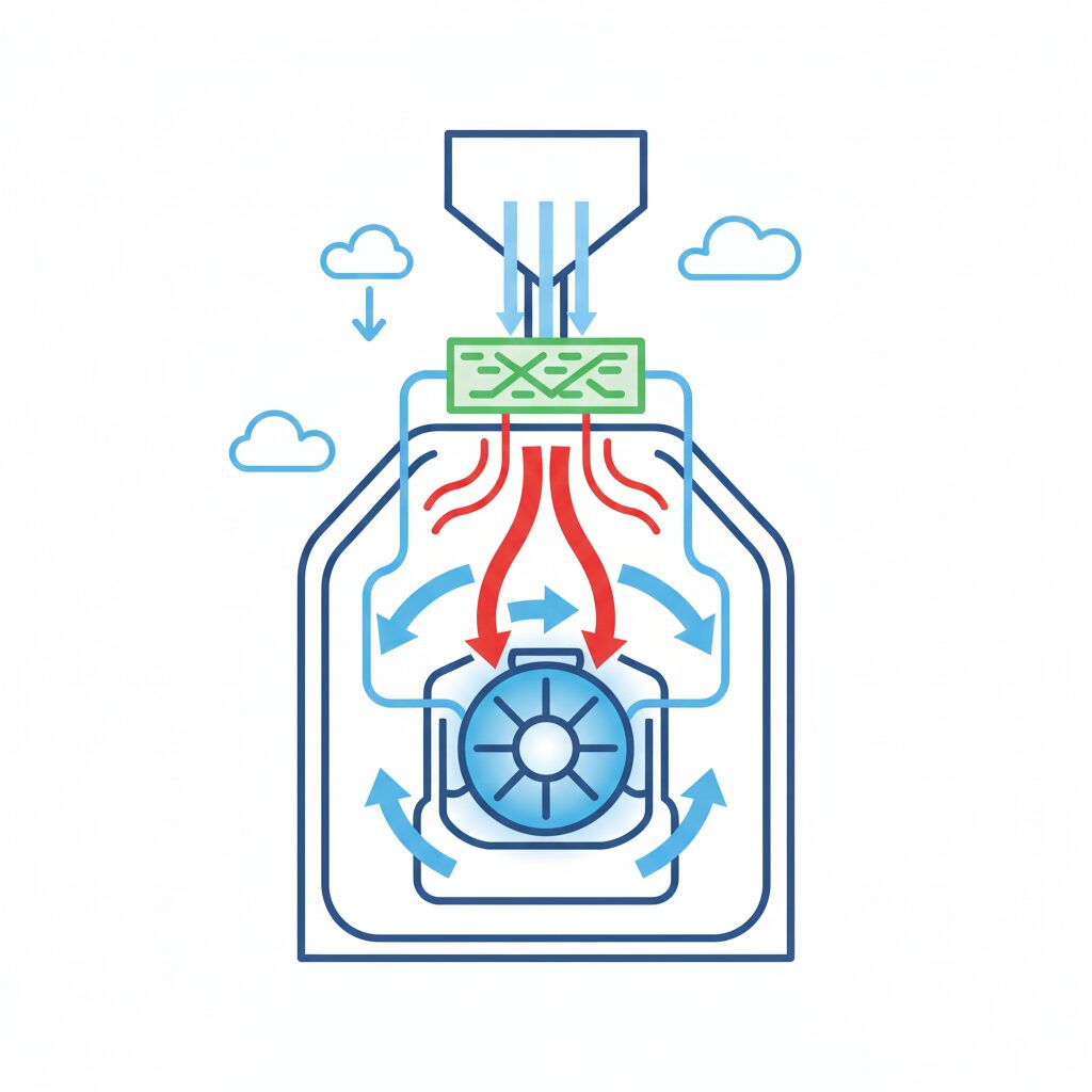 이미지 2 - 대체텍스트: 피동형 안전 시스템의 작동 원리를 보여주는 다이어그램